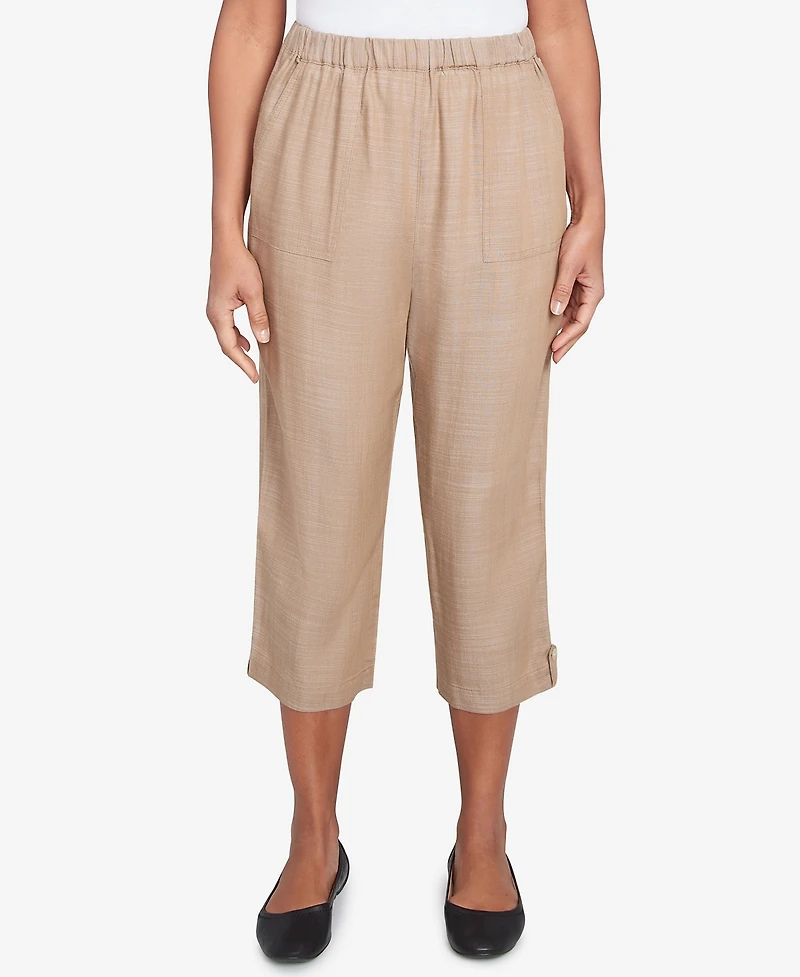 Alfred Dunner Petite Summer Solstice Relaxed Button Tab Capri