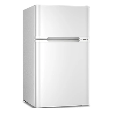 Cowsar 3.2 cubic foot mini fridge with separate freezer compartment and double door design is perfect for a basement, apartment, dorm room or office