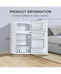 Cowsar 3.2 cubic foot mini fridge with separate freezer compartment and double door design is perfect for a basement, apartment, dorm room or office