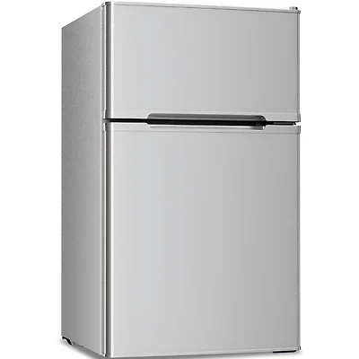 Cowsar 3.2 cubic foot mini fridge with separate freezer compartment and double door design is perfect for a basement, apartment, dorm room or office