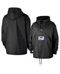 Nike Men's Black Brooklyn Nets Courtside Premium Club Anorak Quarter-Zip Pullover Hoodie