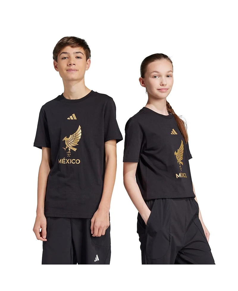 Adidas Big Boys and Girls Black Mexico National Team 2025 Third Jersey Dna Graphic T-Shirt