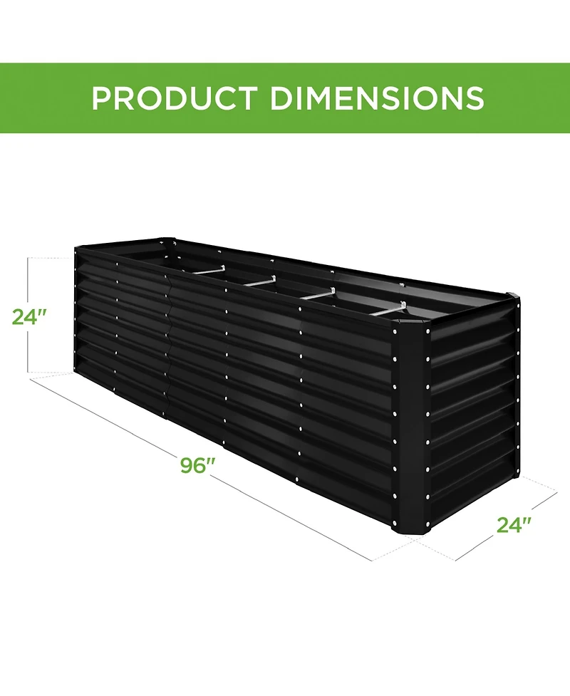 Best Choice Products 8x2x2ft Raised Metal Outdoor Garden Bed, Planter Box for Flowers, Vegetables