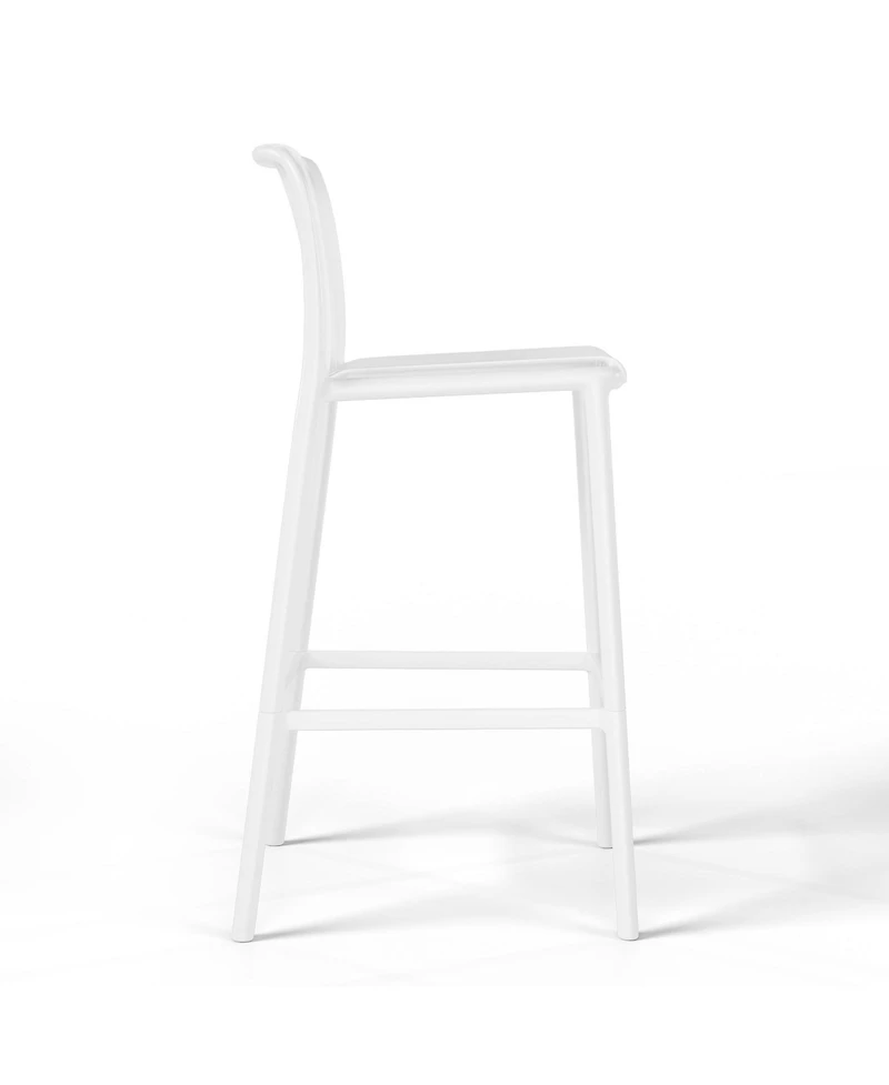 29.5" Outdoor Modern Polypropylene Plastic Patio Bar Height Stools (Set of 2)