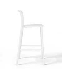 29.5" Outdoor Modern Polypropylene Plastic Patio Bar Height Stools (Set of 2)