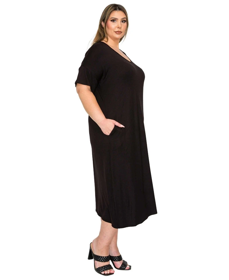 L I V D Women's Plus Olivia Pocket Midi Dress