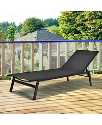 2 Pcs Patio Lounge Chair Chaise Recliner Back Adjustable Garden