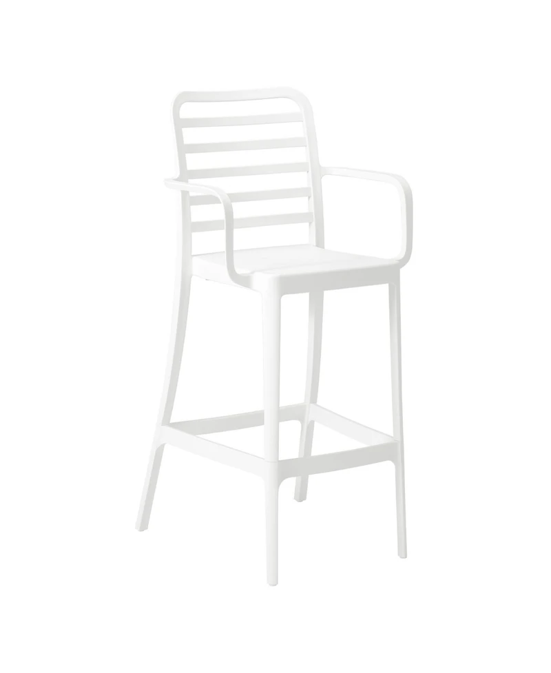 29.5" Outdoor Polypropylene Plastic Patio Bar Height Stools (Set of 2)