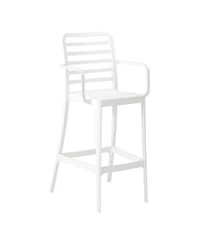 29.5" Outdoor Polypropylene Plastic Patio Bar Height Stools (Set of 2)