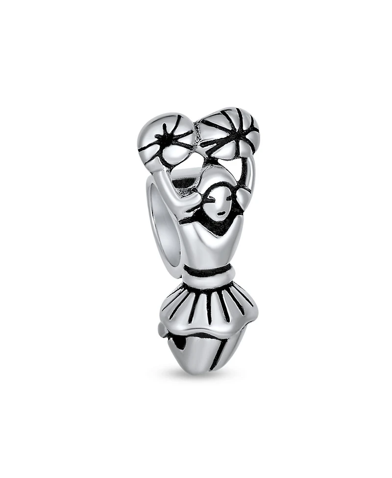 Bling Jewelry Set of 2 Usa Rugby Sports & School Spirit Cheerleader Charm Bead Sterling Silver