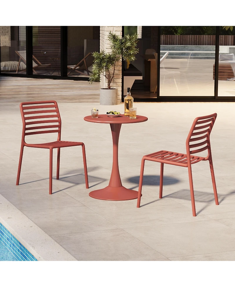 Outdoor Stackable Polypropylene Plastic Resin Dining Side Chairs (Set of 2)