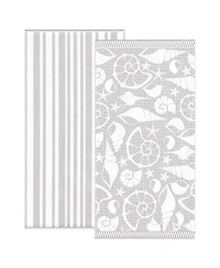 Linery & Co. 100% Cotton Jacquard 2 Pack Summer Beach Towels, 30" x 60"