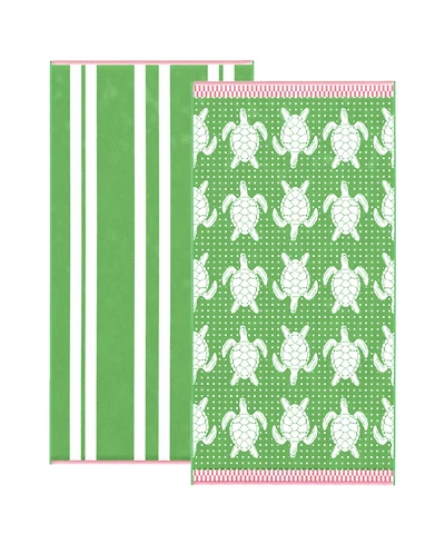 Linery & Co. 100% Cotton Jacquard 2 Pack Summer Beach Towels, 30" x 60"