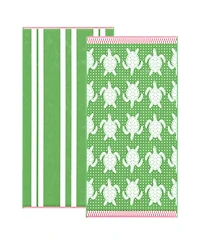 Linery & Co. 100% Cotton Jacquard 2 Pack Summer Beach Towels, 30" x 60"