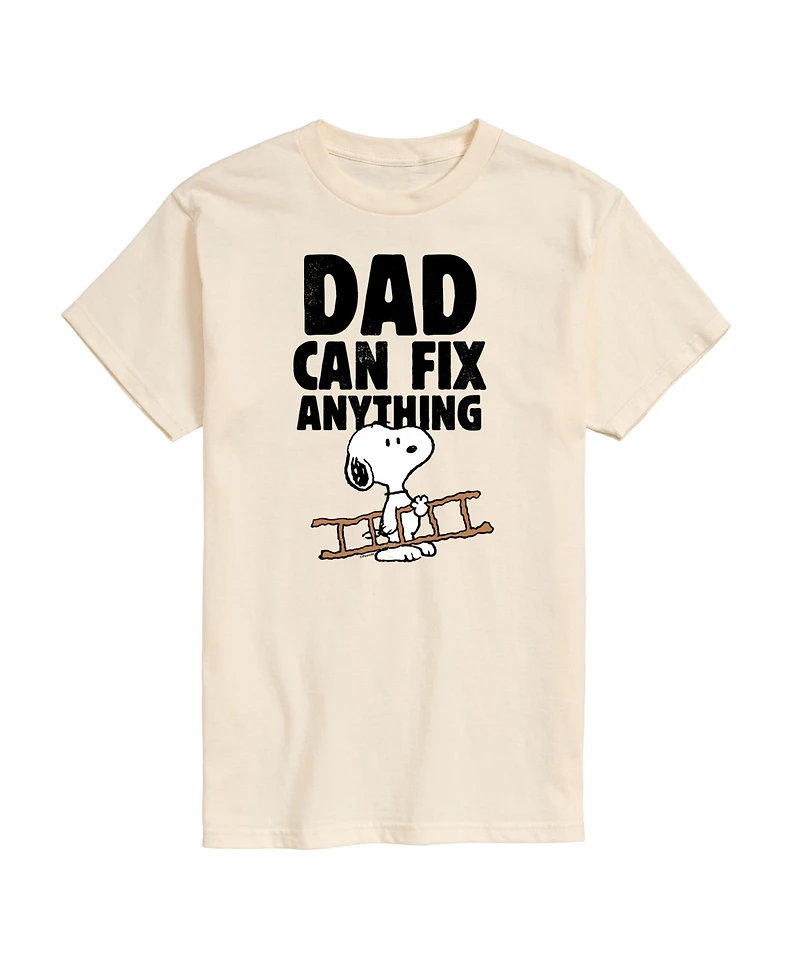 Airwaves Men's Peanuts Snoopy Father's Day Dad Can Fix Anything Short Sleeve T-Shirt