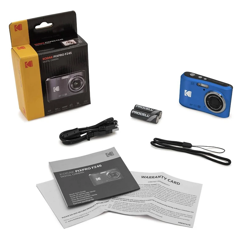 Kodak Kodak Pixpro FZ45 Friendly Zoom 16MP Full Hd Digital Camera, Blue, Bundle with 32GB Memory Card and Camera Bag