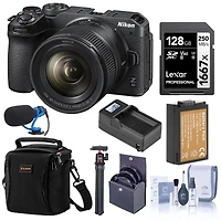 Nikon Z 30 Mirrorless Camera with Nikkor Z Dx 12-28mm f/3.5-5.6 Pz Vr Lens, Bundle with 128GB Memory Card, Shoulder Bag, TASC300 Microphone, Mt-11 Tri
