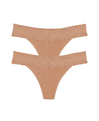 Natori Women's Bliss Perfection Lace Trim One Thong 2-Pack