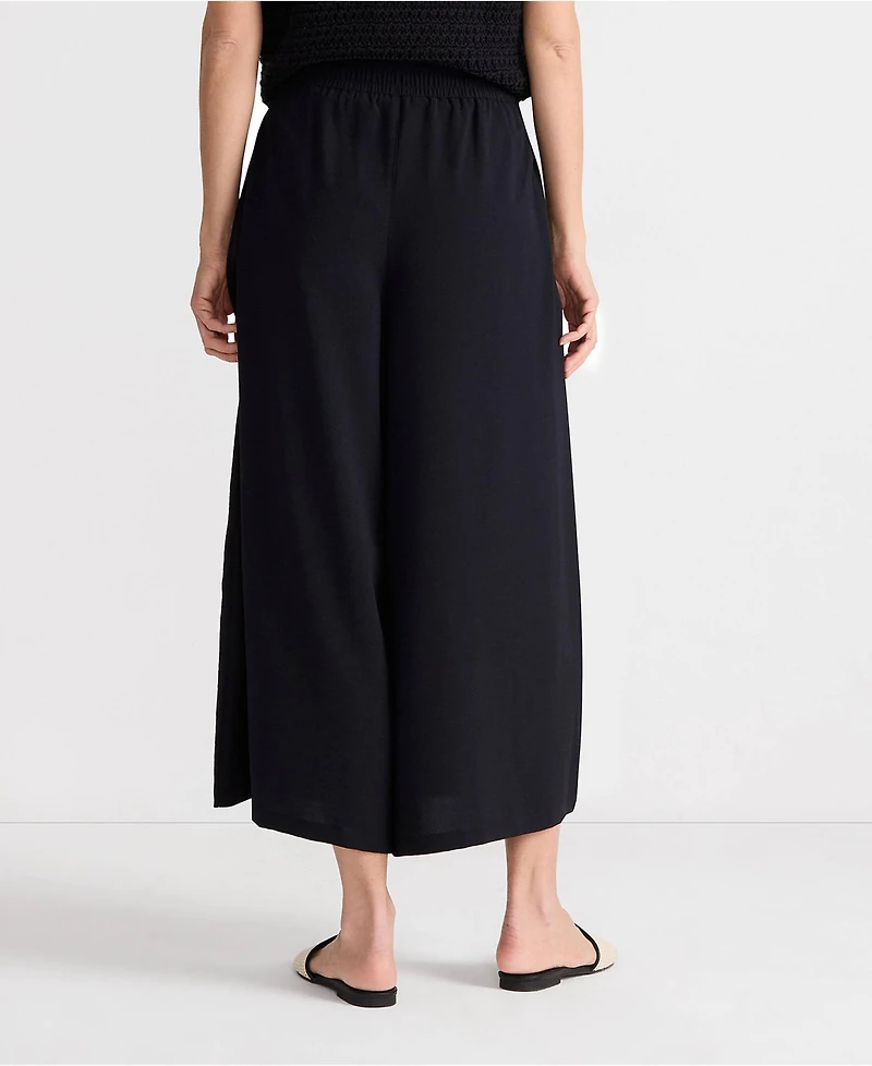 Lands' End Women's Creaseless High Rise Palazzo Crop Pants