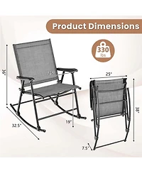 2 Pcs Patio Folding Rocking Chair Heavy-Duty Metal Frame Rockers Outdoor