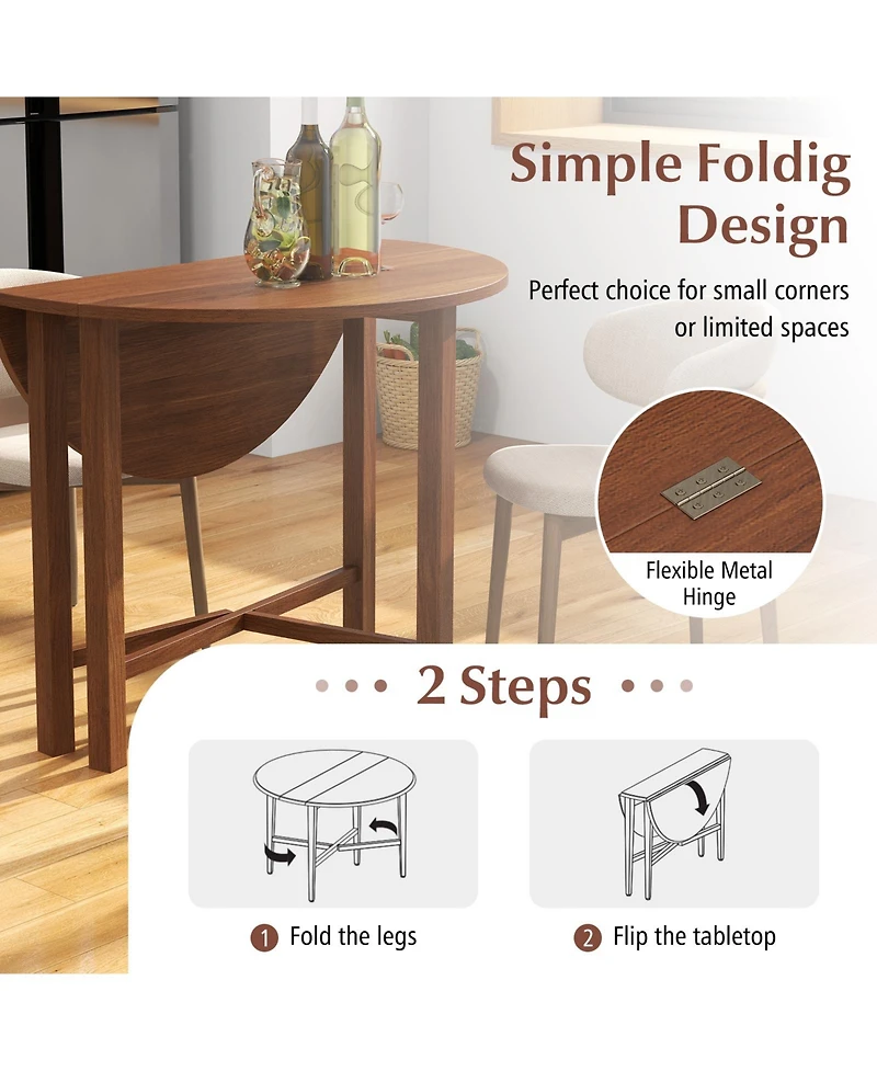 Foldable Dual Drop Leaf Dining Table for Small Spaces and Cozy Meals