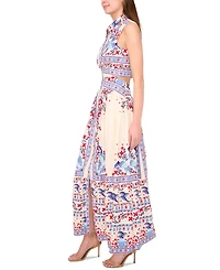 1.state Women's Printed Button Cutout Sleeveless Maxi Dress