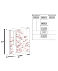 Olin 6-Door Wardrobe with Shelves and Drawer, Multistorage.