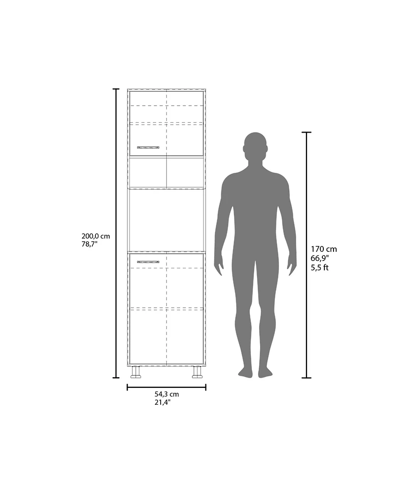 Buckeye Kitchen Pantry with Open Storage and 2 Doors, White