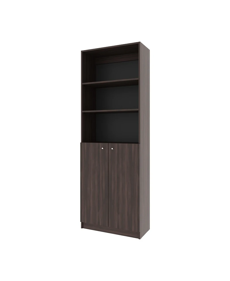 Beyerville Bookcase with Open Storage and 2 Doors, Stained Walnut