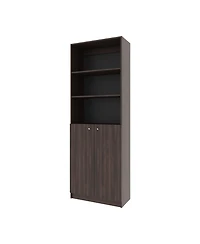 Beyerville Bookcase with Open Storage and 2 Doors, Stained Walnut