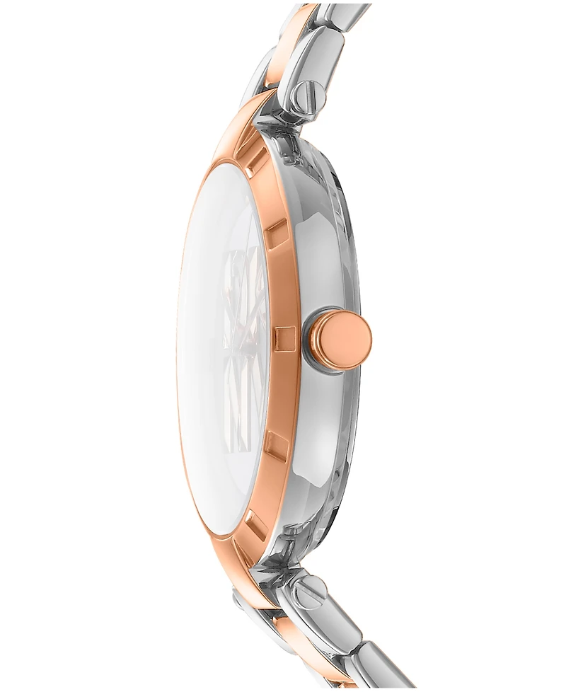 Dkny Women's Essential Logo Dark Blue Dial Red Gold Two-Tone Stainless Steel Bracelet Watch 38mm