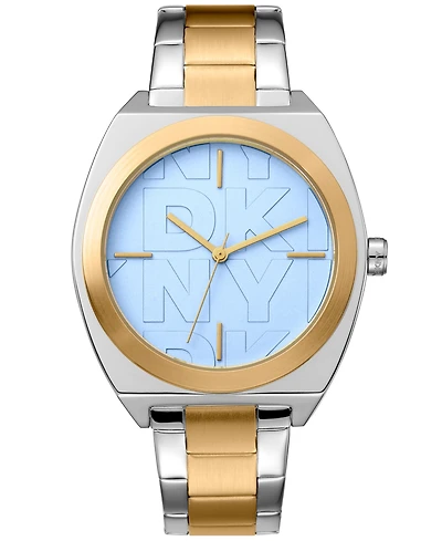 Dkny Women's Broadway Maxi Light Blue Dial Gold Two-Tone Stainless Steel Bracelet Watch 38mm