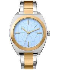 Dkny Women's Broadway Maxi Light Blue Dial Gold Two-Tone Stainless Steel Bracelet Watch 38mm