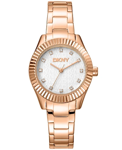 Dkny Women's Chambers Glitz Rose Gold-Tone Stainless Steel Bracelet Watch, 30mm