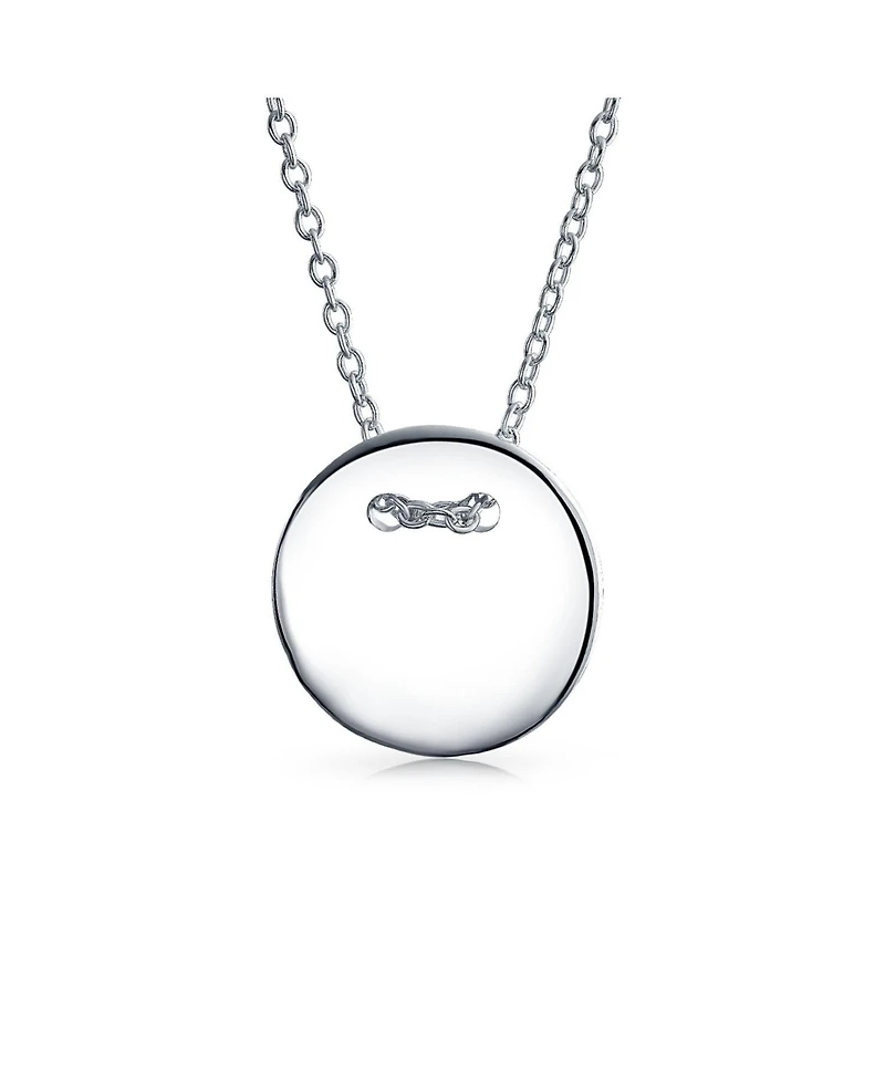Bling Jewelry Minimalist Geometric Monogram Disc Pendant Necklace in Sterling Silver
