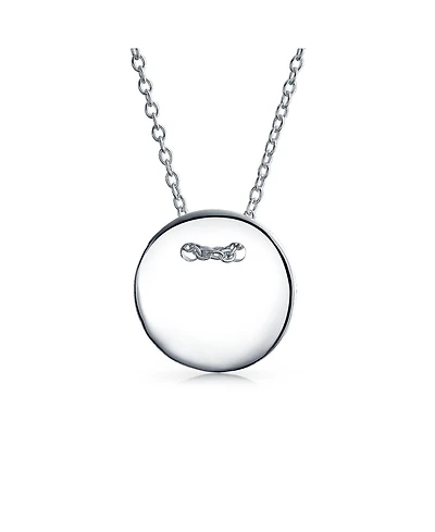 Bling Jewelry Minimalist Geometric Monogram Disc Pendant Necklace in Sterling Silver
