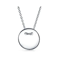Bling Jewelry Minimalist Geometric Monogram Disc Pendant Necklace in Sterling Silver