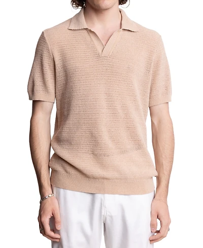 Paisley & Gray Men's Slim Fit Short Sleeve Open Collar Knit Polo Sweater