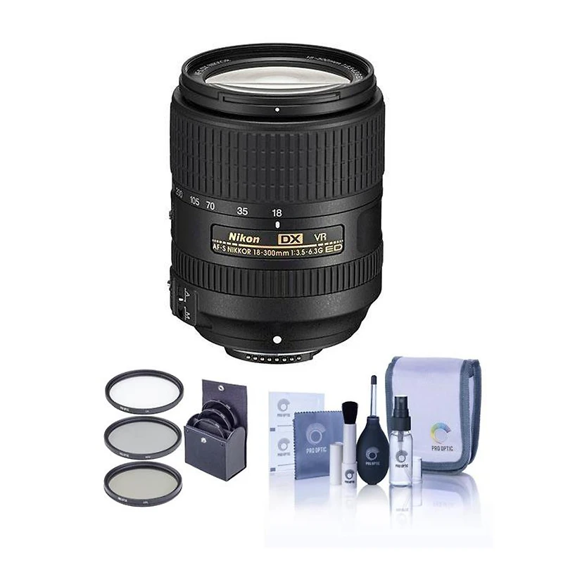 Nikon 18-300mm f/3.5-6.3G Ed If Af-s Dx Nikkor Vr Lens, Bundle with ProOptic 67mm Filter Kit, Cleaning Kit