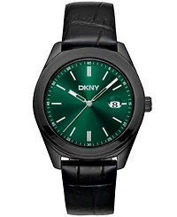 Dkny Men's Modernist Classics Black Leather Strap Watch, 40mm