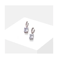 Sohi Women's Silver-Plated Stone Hoop Earrings