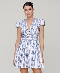Avec Les Filles Women's Cotton Eyelet Fit & Flare Dress