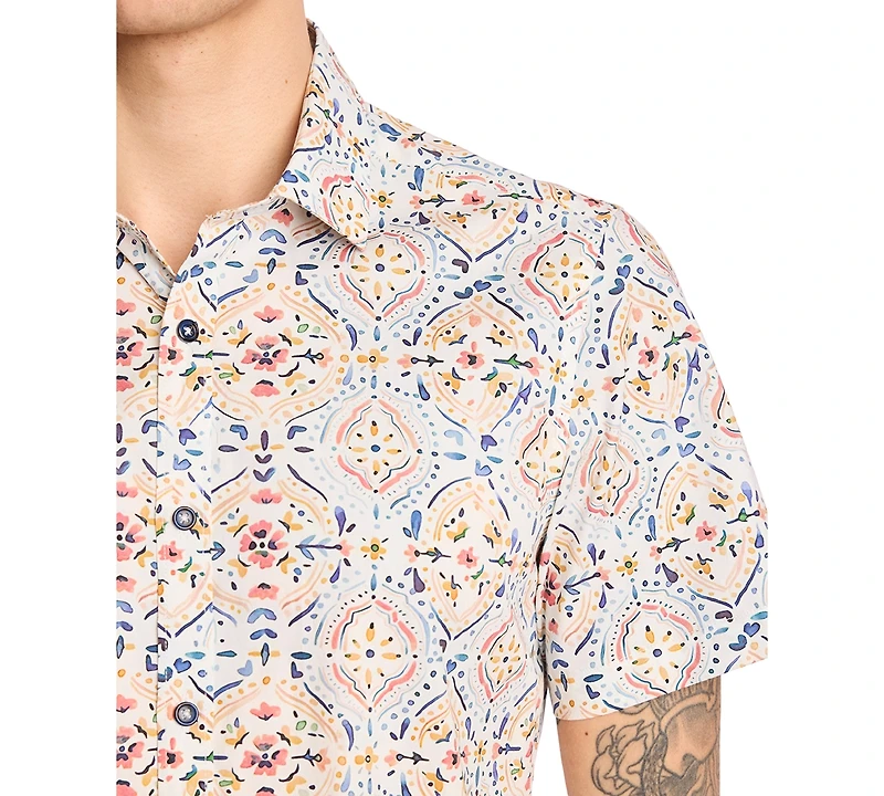 Paisley & Gray Men's Sawyer Slim Fit Short Sleeve Printed Button-Front Shirt