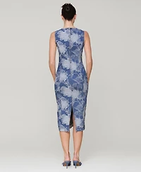 Avec Les Filles Women's Embroidered Floral Denim Midi Dress