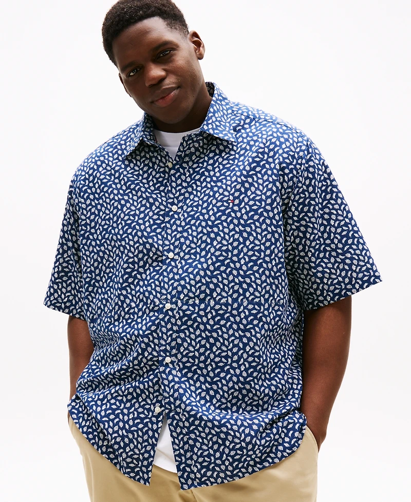 Tommy Hilfiger Men's Big & Tall Leaf-Pattern Linen Shirt