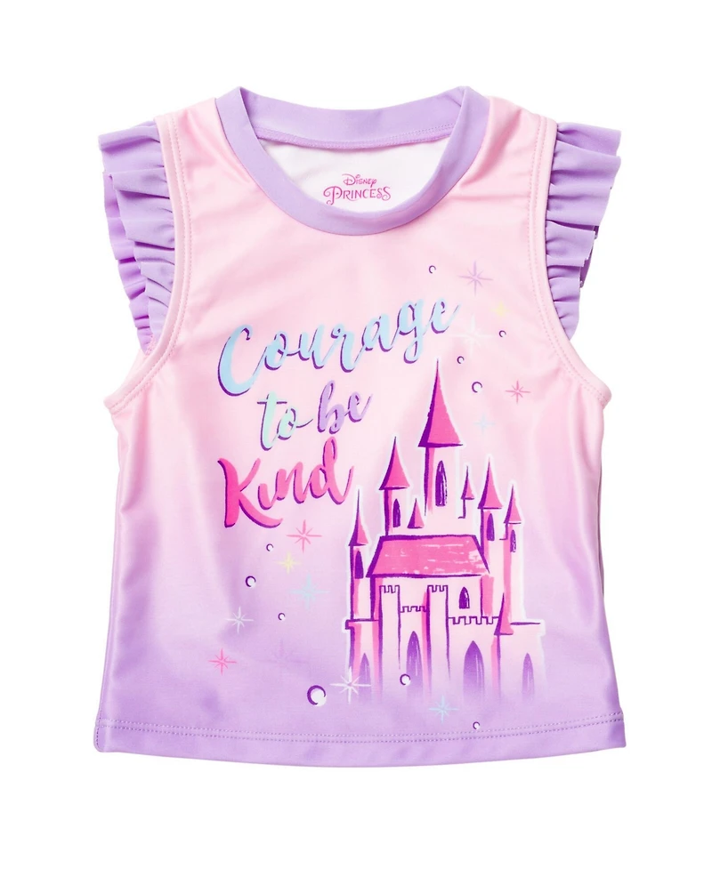 Moana Toddler Girls Princess Upf 50+ Tankini Top, Mesh Modest Swimsuit Skirt and Bikini Bottom 3 Piece