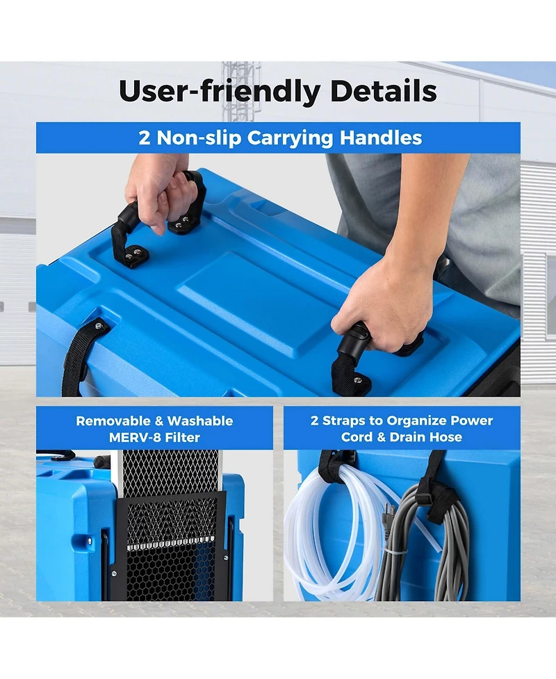 190 Ppd Commercial Dehumidifier Rotational Molded Industrial with Pump