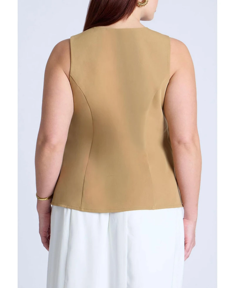 Eloquii Women's Button Detail Sleeveless Top