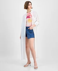 Bar Iii Women's Oversized Button-Front Long-Sleeve Shirt, Exclusively at Macy's