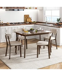 Wooden Dining Table with Rubber Wood Legs for 4 People